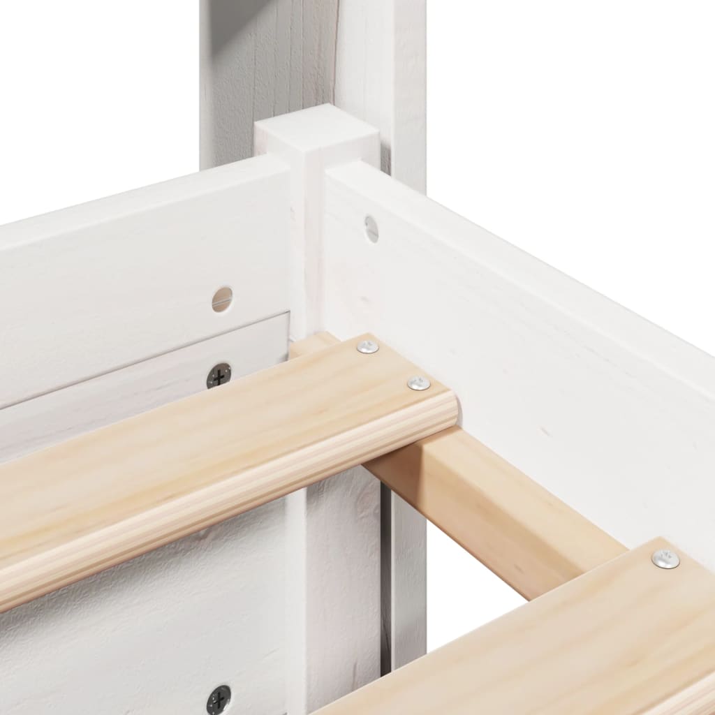 vidaXL Πλαίσιο Κρεβατιού με Κεφαλάρι Λευκό 135x190 εκ. Μασίφ Πεύκου