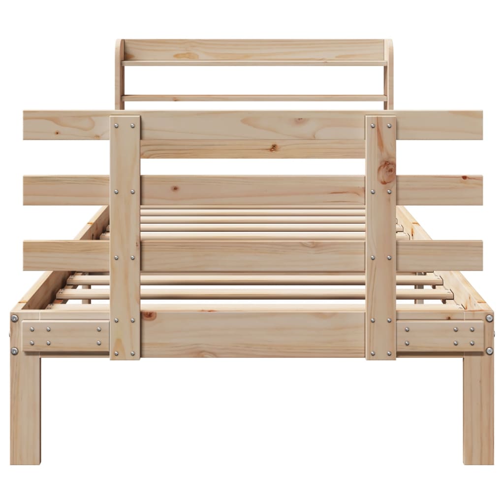 vidaXL Πλαίσιο Κρεβατιού με Κεφαλάρι 90x200 εκ. από Μασίφ Ξύλο Πεύκου