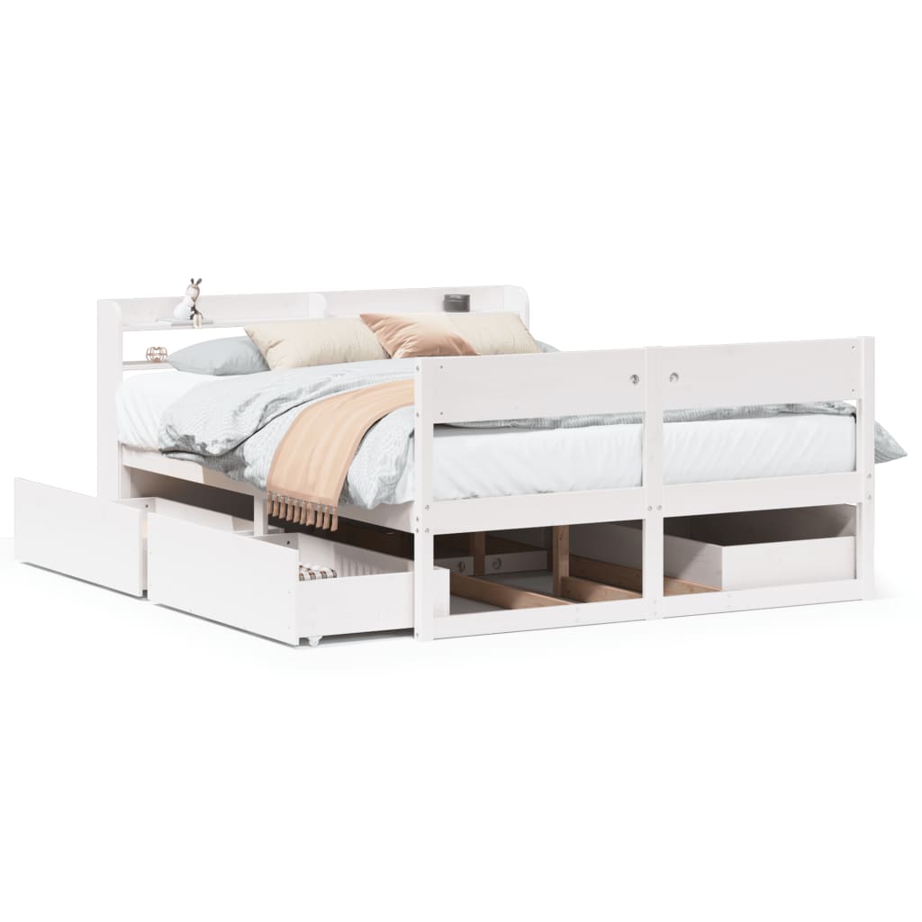 vidaXL Σκελετός Κρεβ. Χωρίς Στρώμα Λευκό 135x190 εκ Μασίφ Πεύκο