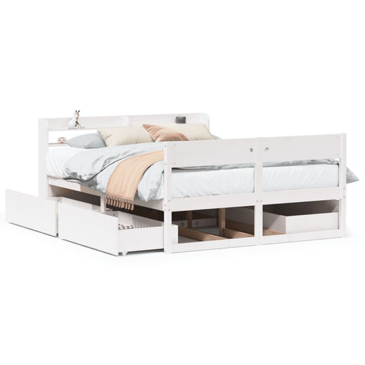 vidaXL Σκελετός Κρεβ. Χωρίς Στρώμα Λευκό 135x190 εκ Μασίφ Πεύκο