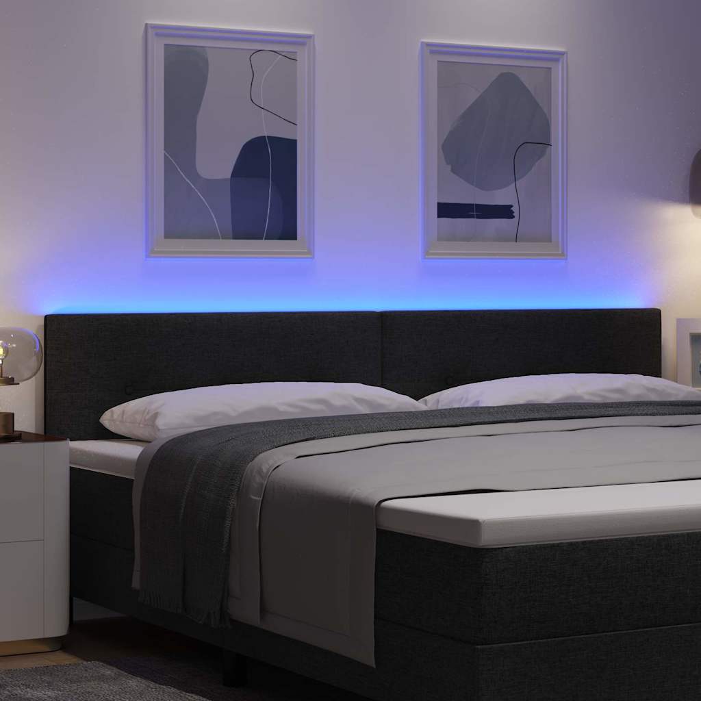 vidaXL LED κεφαλάρι με LED ταινίες φωτός Μαύρο 200 cm ύφασμα