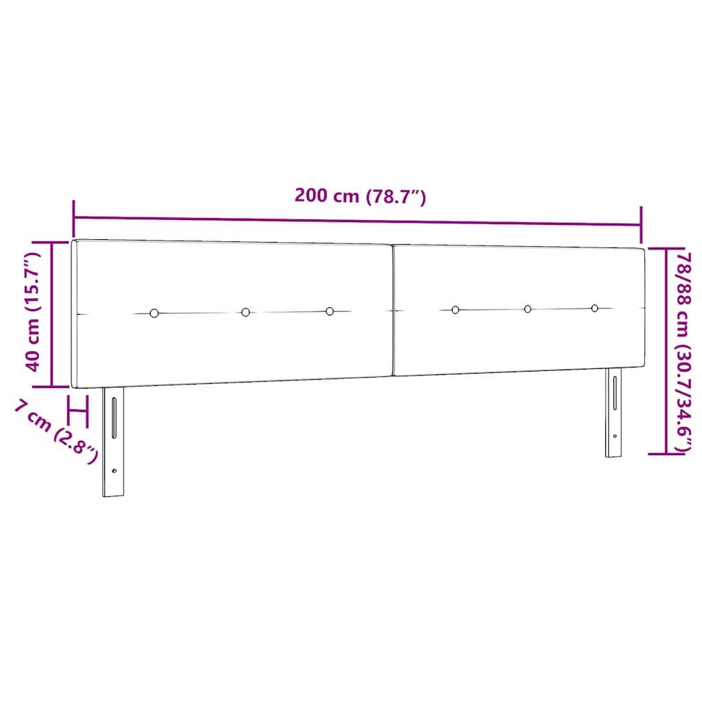 vidaXL LED κεφαλάρι με LED ταινίες φωτός Μαύρο 200 cm ύφασμα