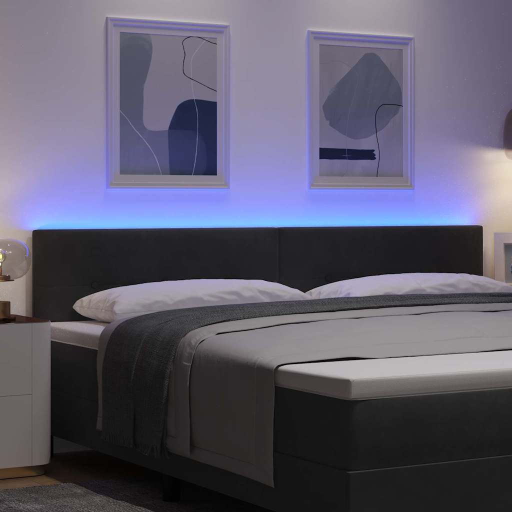 vidaXL LED κεφαλάρι με LED ταινίες φωτός Μαύρο 200 cm Βελούδο