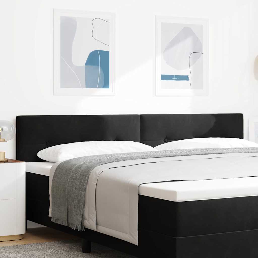 vidaXL LED κεφαλάρι με LED ταινίες φωτός Μαύρο 200 cm Βελούδο