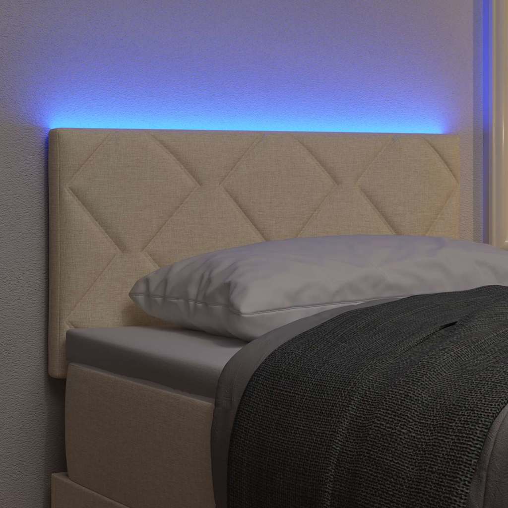 vidaXL LED κεφαλάρι Κρεμ ύφασμα