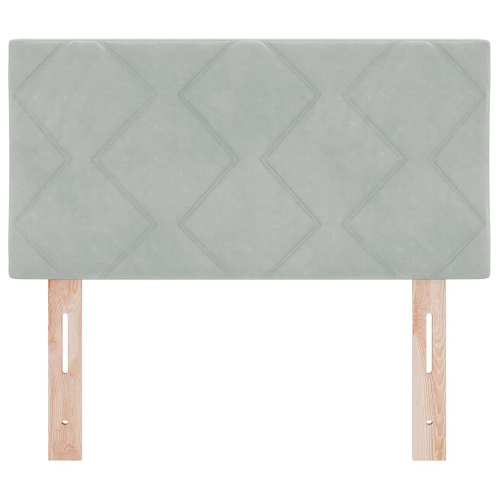 vidaXL LED Κεφαλάρι Με Διαφάνειες Σε Ανοιχτό Γκρι 80 εκατοστά, Βελούδινο