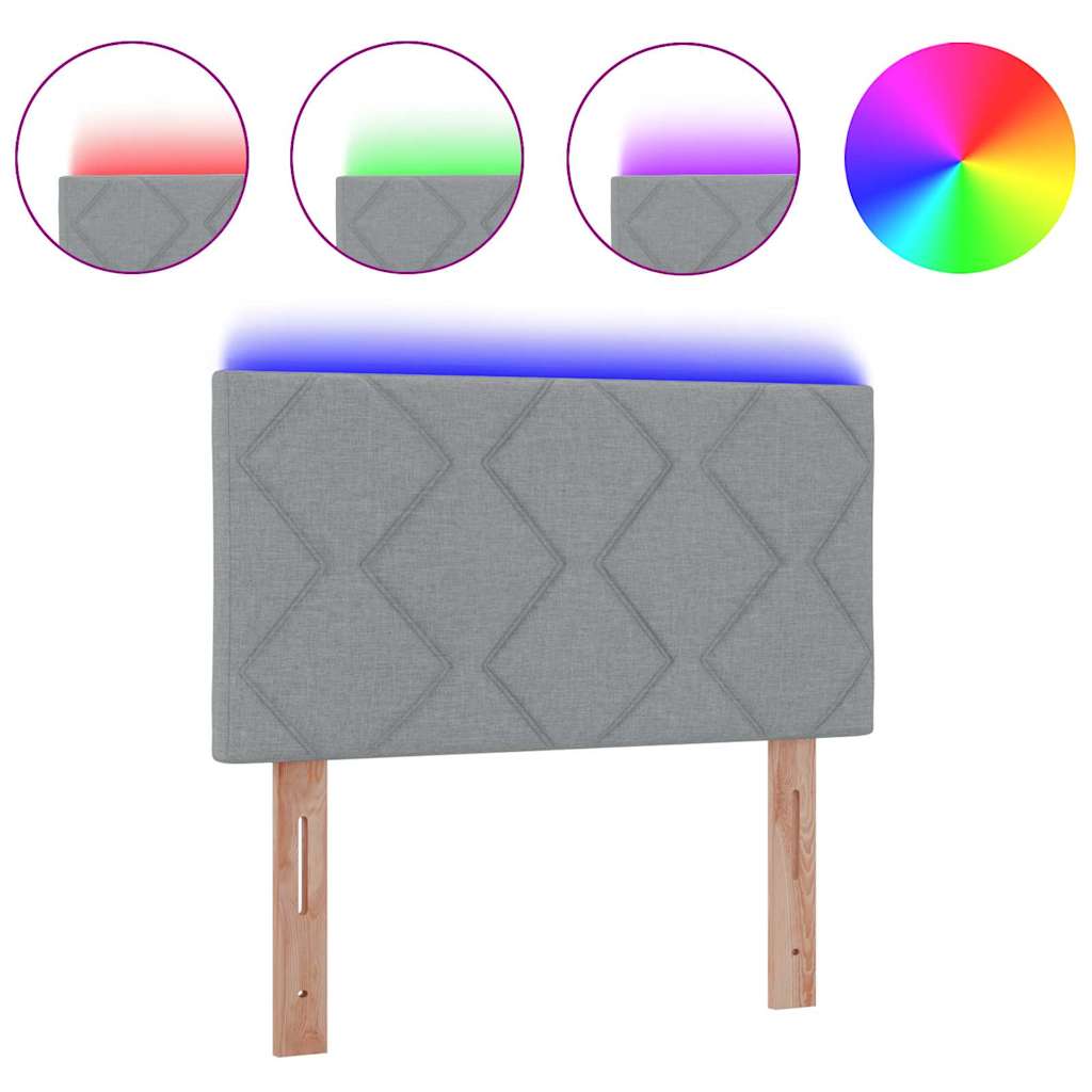 vidaXL LED Προσκέφαλο Σχεδίαση Διαμαντιών Ανοιχτό Γκρι 90 εκ Υφασμάτινο