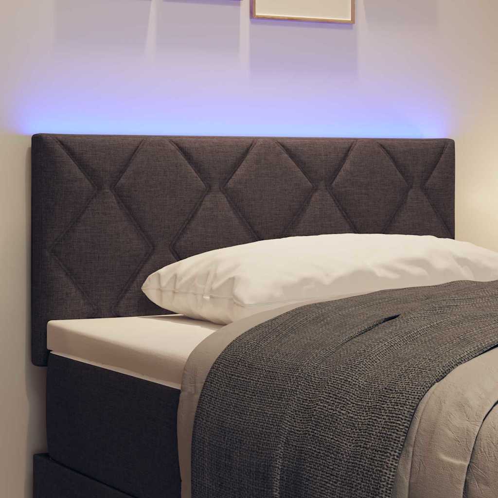 vidaXL LED κεφαλάρι Καφέ 90 cm ύφασμα