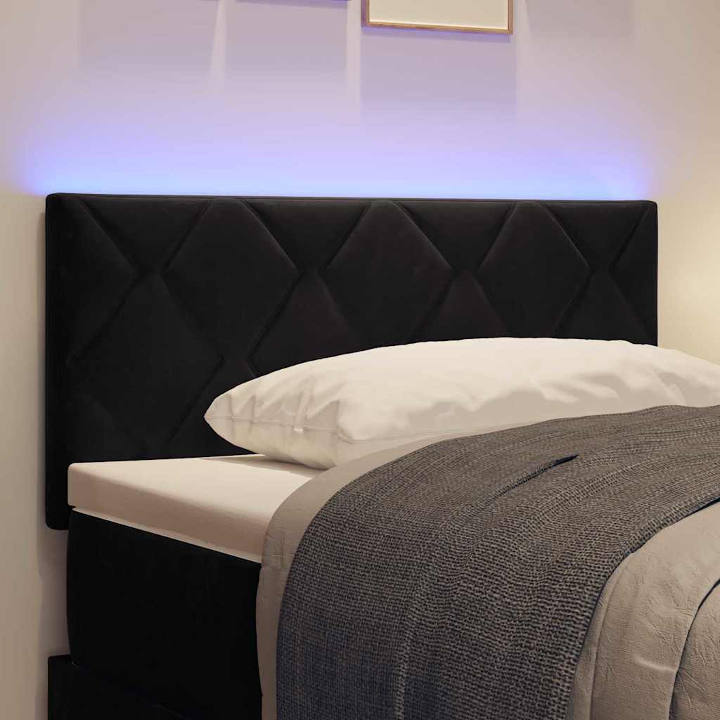 vidaXL LED Κεφαλάρι σχεδίασης δαχτυλιδιών, μαύρο, 90 εκ, βελούδο
