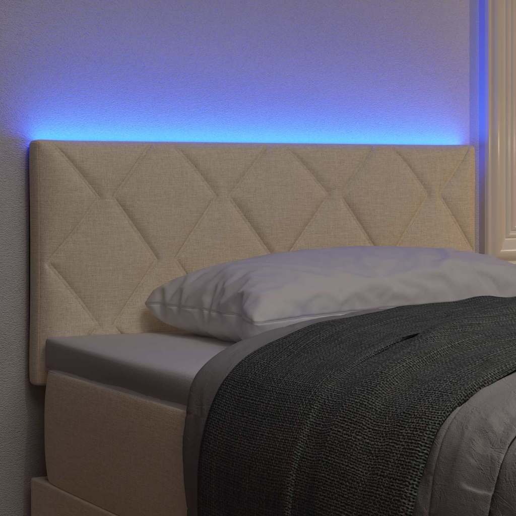 vidaXL LED κεφαλάρι Κρεμ 100 cm ύφασμα