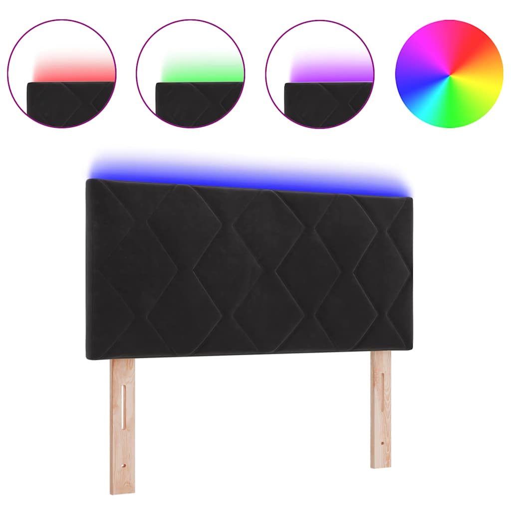 vidaXL LED κεφαλάρι Μαύρο 100 cm Υλικό: Ύφασμα, Ξύλο