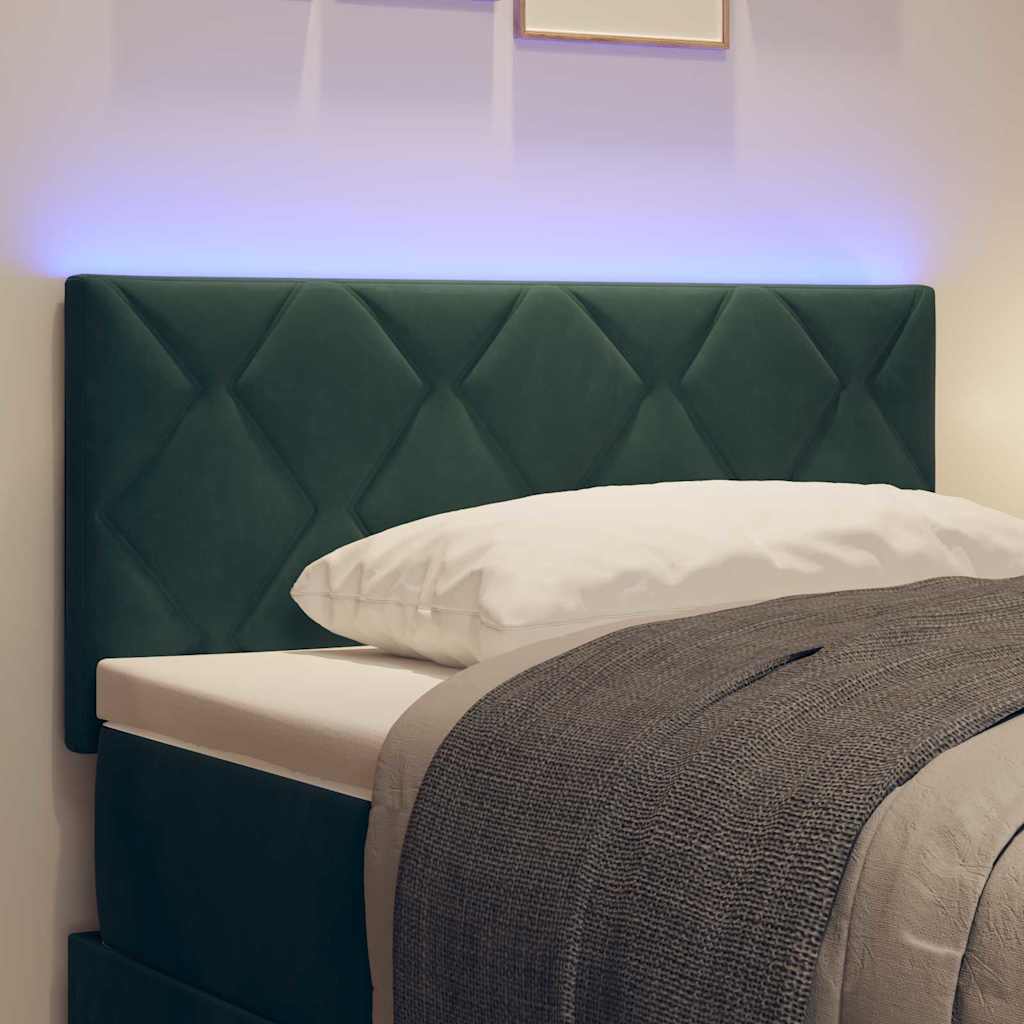 vidaXL LED κεφαλάρι Σκούρο Πράσινο 100 cm Βελούδο