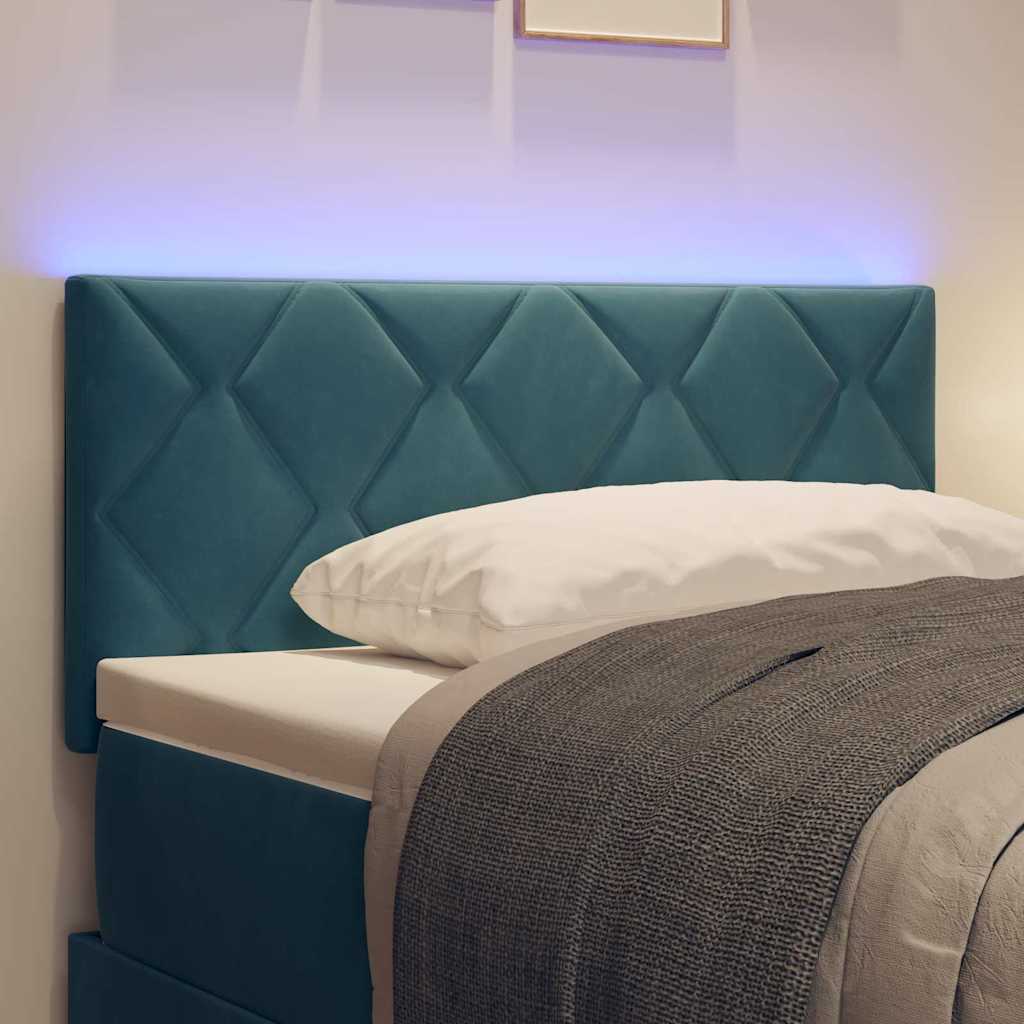 vidaXL LED κεφαλάρι Σκούρο Μπλε 100 cm Βελούδο