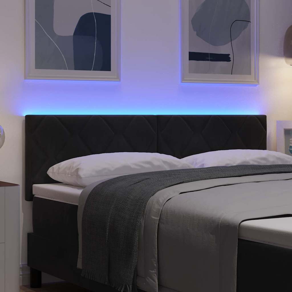 vidaXL LED κεφαλάρι Μαύρο 144 cm Βελούδο