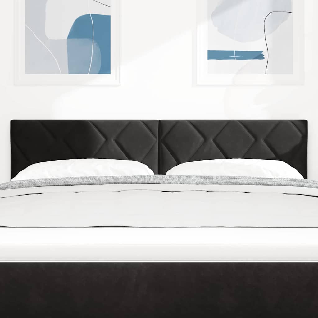 vidaXL LED κεφαλάρι Μαύρο 144 cm Βελούδο