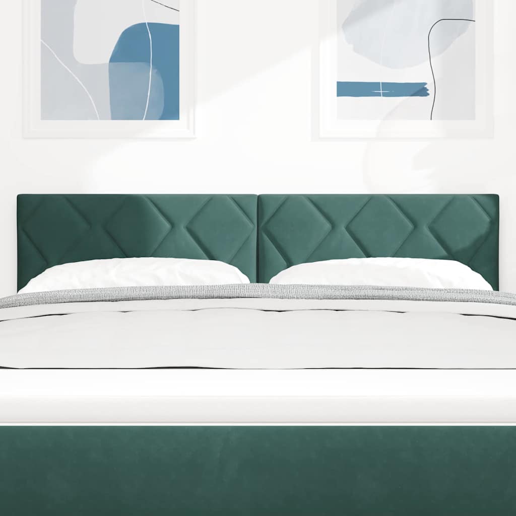 vidaXL LED κεφαλάρι Σκούρο Πράσινο 144 cm Βελούδο