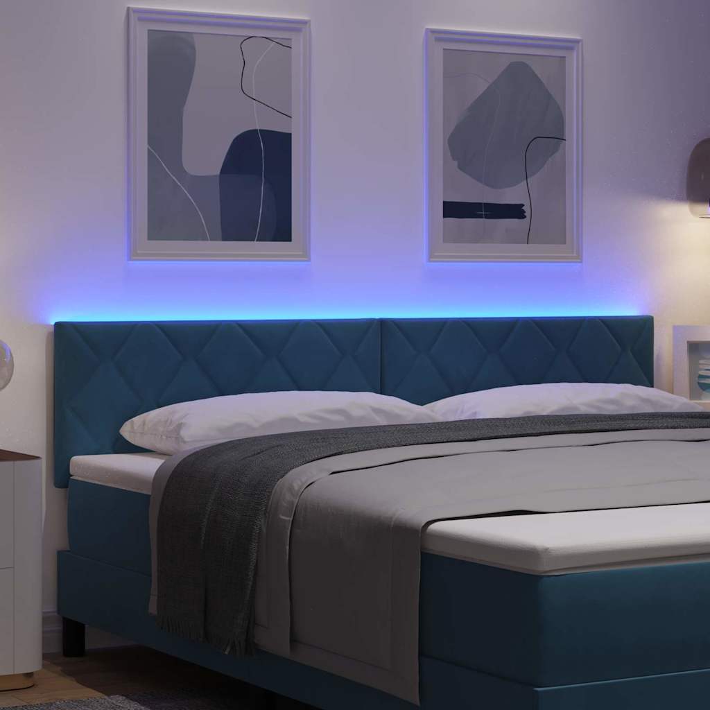 vidaXL LED κεφαλάρι Σκούρο Μπλε 180 cm Βελούδο