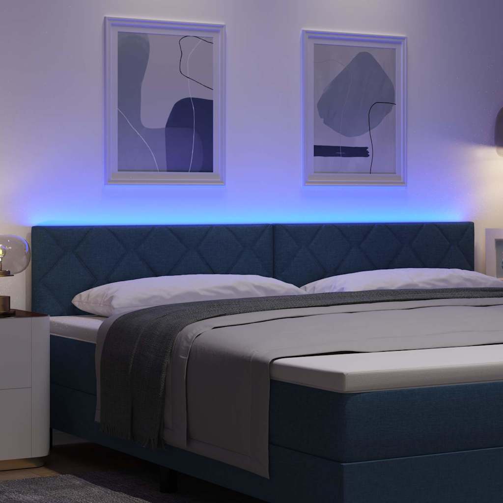 vidaXL LED κεφαλάρι Μπλε ύφασμα