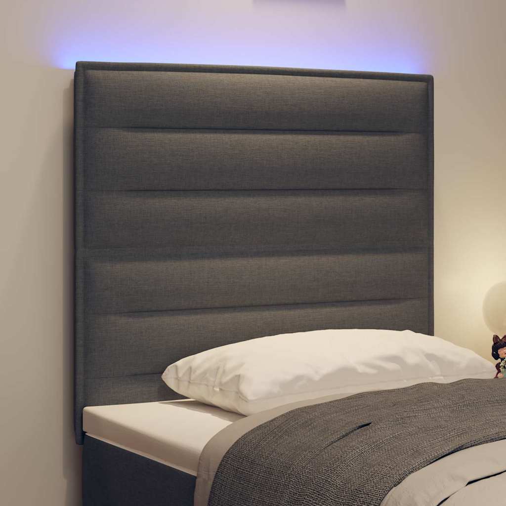 vidaXL LED κεφαλάρι με φώτα λωρίδας LED Σκούρο Γκρι 100 cm Πολυεστέρας