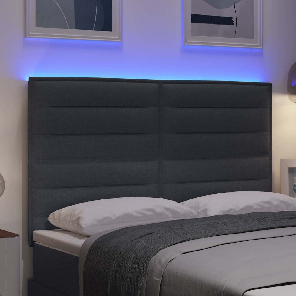vidaXL LED κεφαλάρι με φώτα λωρίδας LED Σκούρο Γκρι 144 cm Πολυεστέρας
