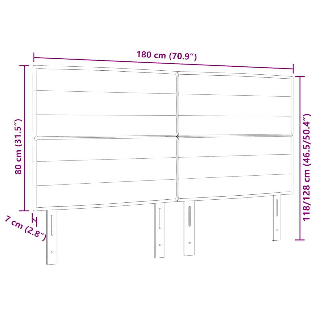 vidaXL LED κεφαλάρι με φώτα λωρίδας LED Σκούρο Γκρι 180 cm Πολυεστέρας