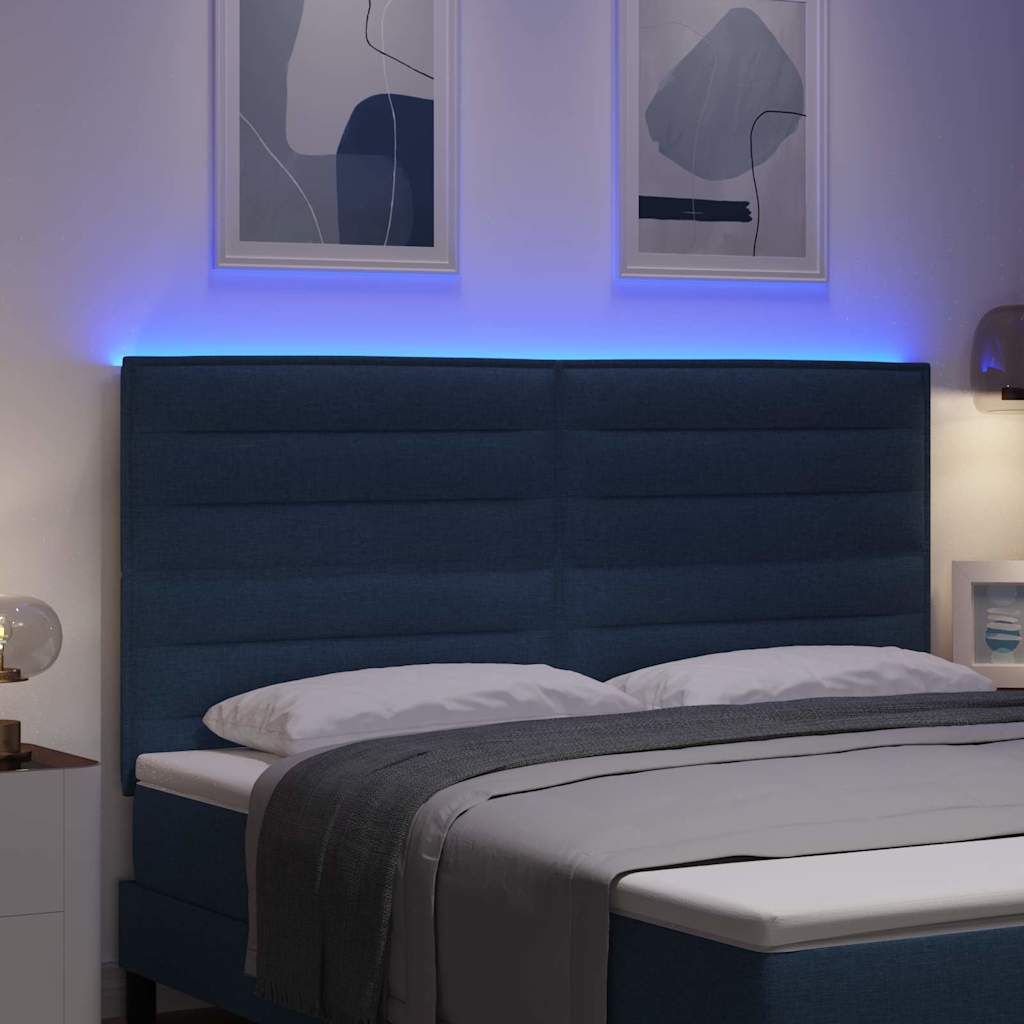 vidaXL LED κεφαλάρι Μπλε ύφασμα