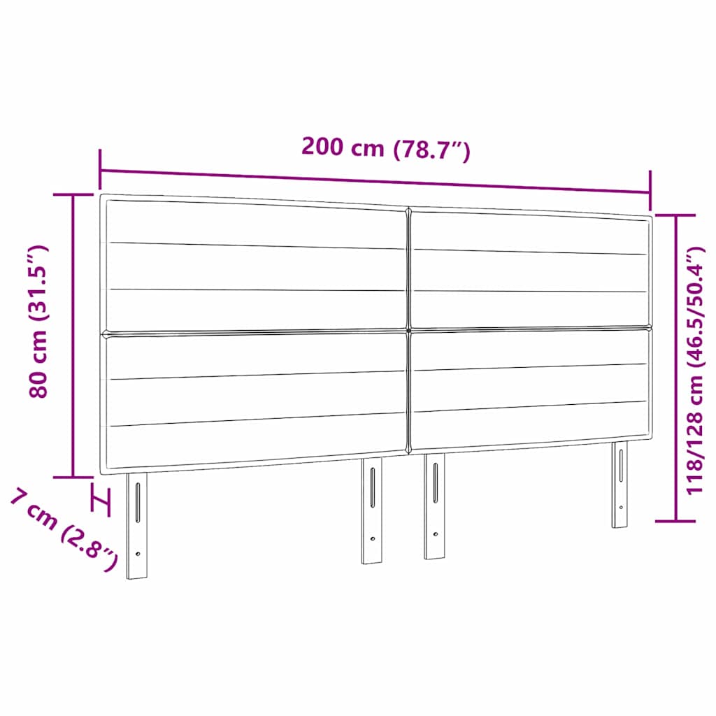vidaXL LED κεφαλάρι με LED ταινίες φωτός Ανοιχτό γκρι 200 cm ύφασμα
