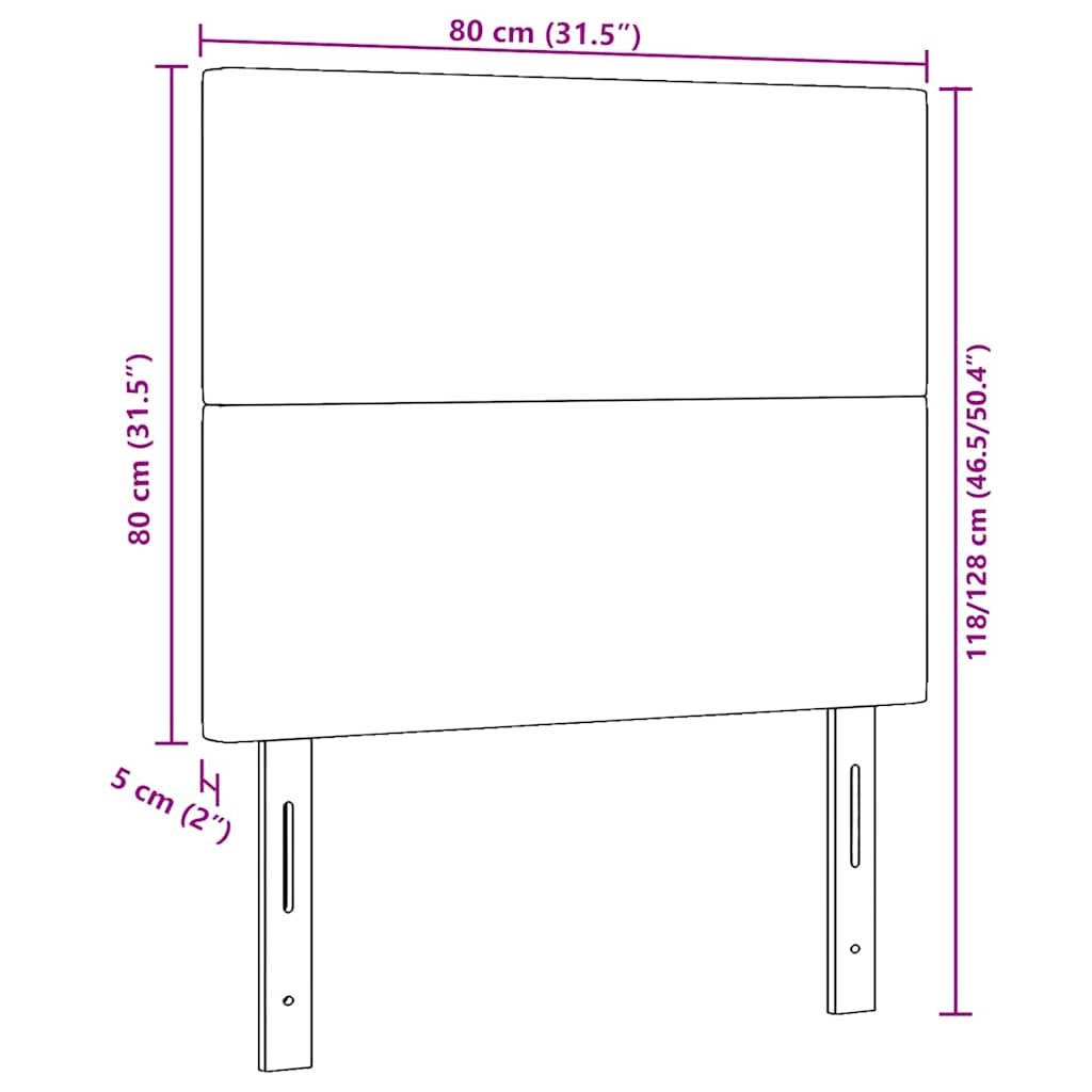 vidaXL LED κεφαλάρι Ανοιχτό γκρι 80 cm Υφασμάτινο Κορντουρά