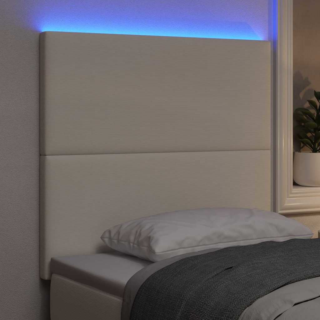 vidaXL LED κεφαλάρι με φώτα λωρίδας LED Κρεμ 90 cm Πολυεστέρας