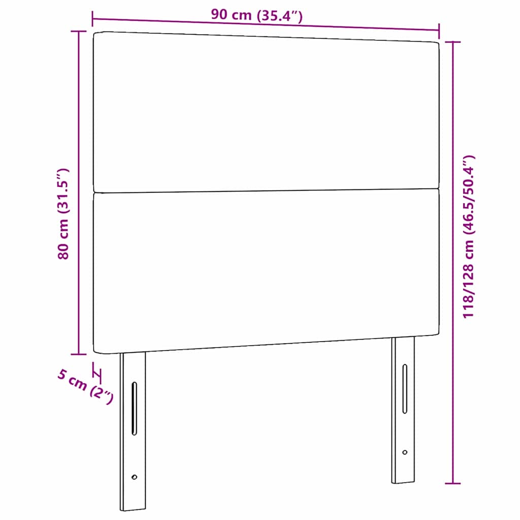 vidaXL LED κεφαλάρι με φώτα λωρίδας LED Γκρι Πράσινο 90 cm Πολυεστέρας