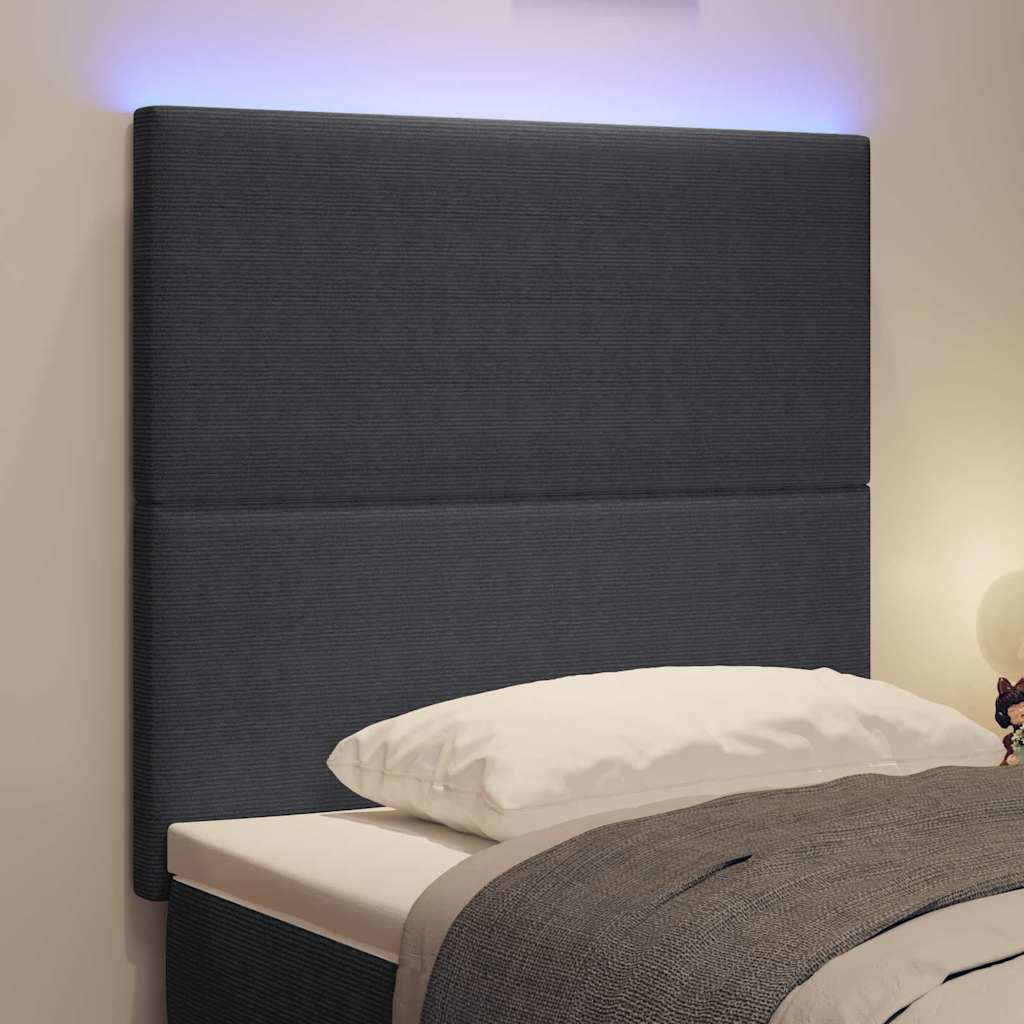 vidaXL LED κεφαλάρι Σκούρο Γκρι 100 cm Υφασμάτινο Κορντουρά