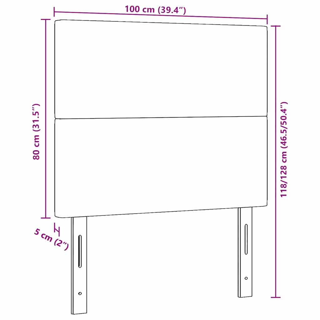 vidaXL LED κεφαλάρι Σκούρο Γκρι 100 cm Υφασμάτινο Κορντουρά
