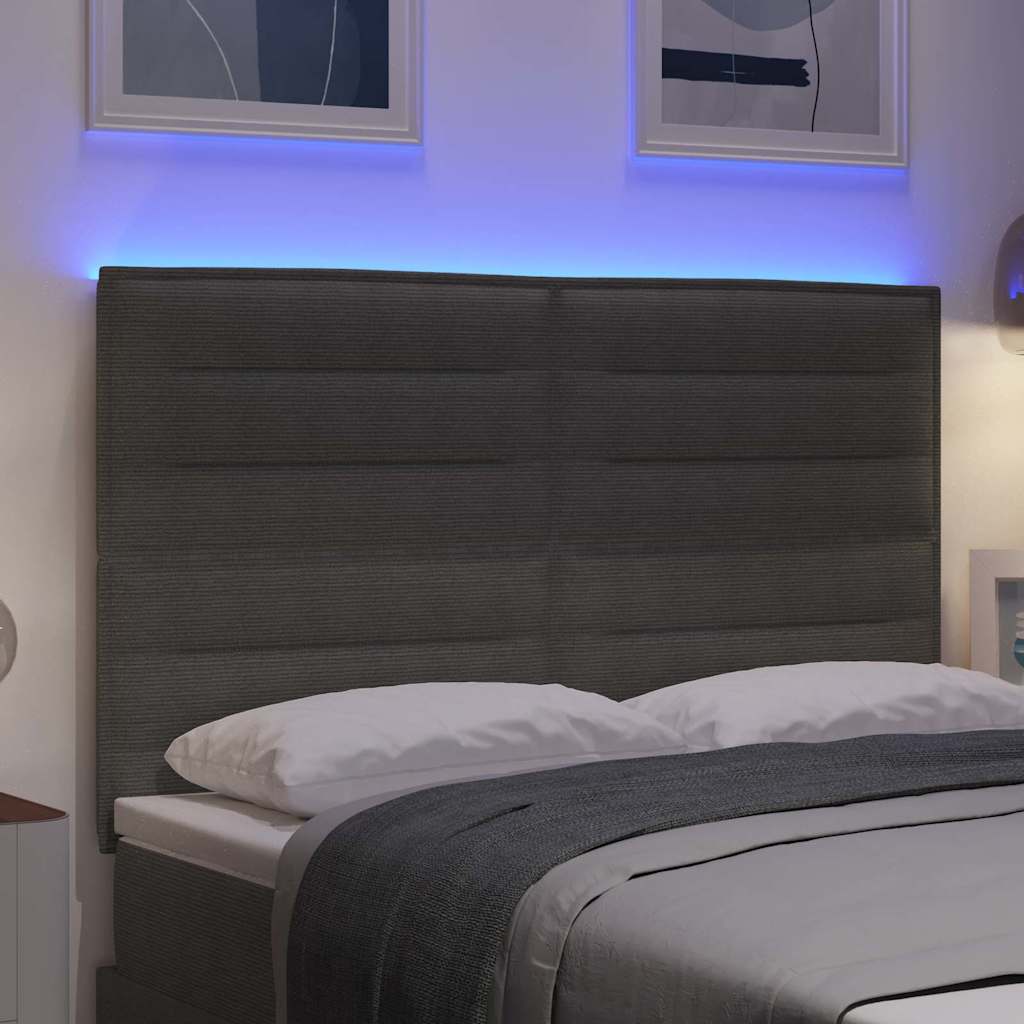 vidaXL LED κεφαλάρι Ανοιχτό γκρι 144 cm Υφασμάτινο Κορντουρά