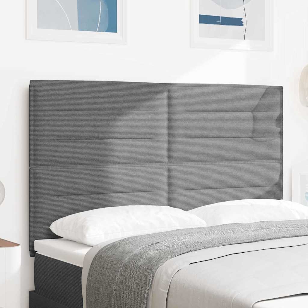 vidaXL LED κεφαλάρι Ανοιχτό γκρι 144 cm Υφασμάτινο Κορντουρά