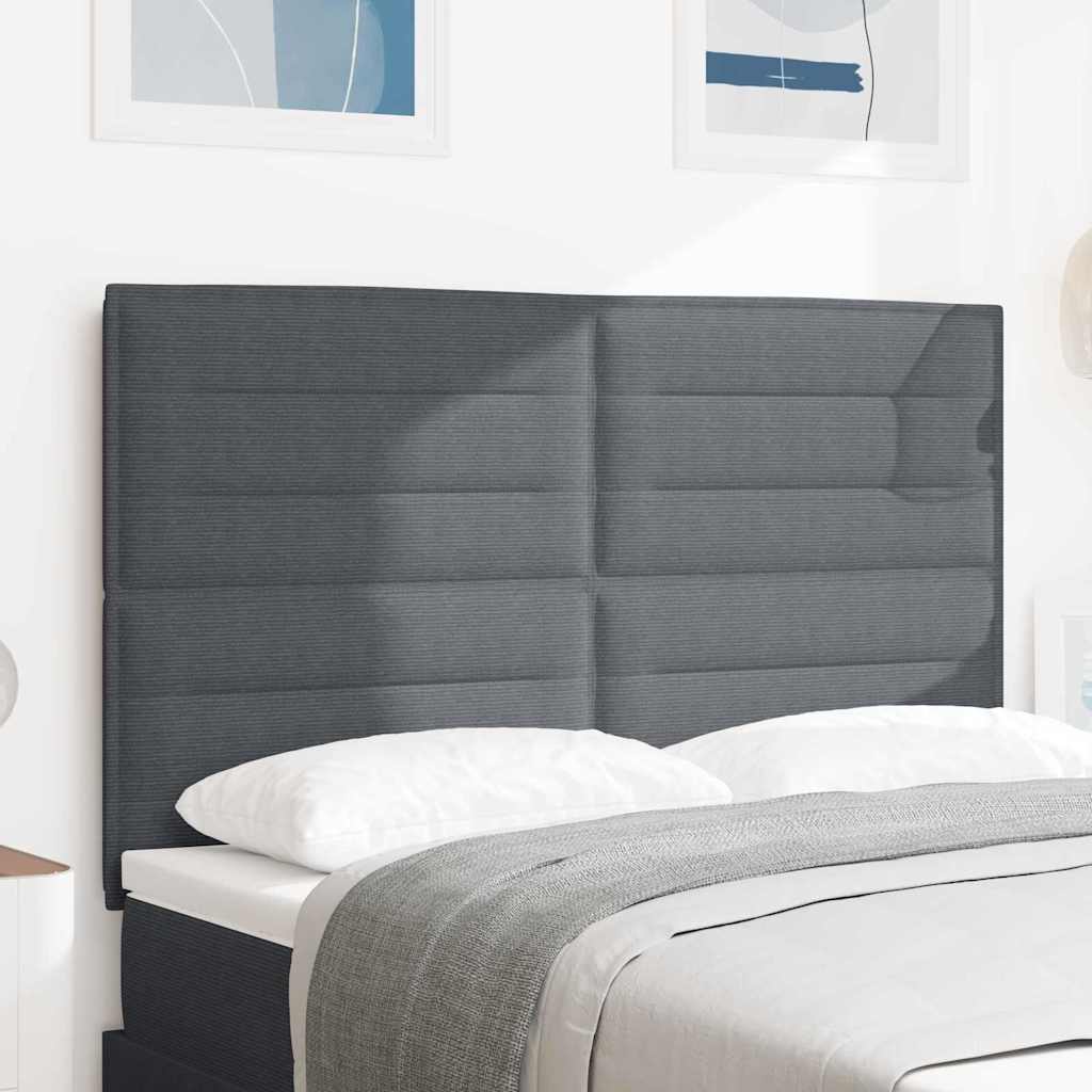 vidaXL LED κεφαλάρι Σκούρο Γκρι 144 cm Υφασμάτινο Κορντουρά