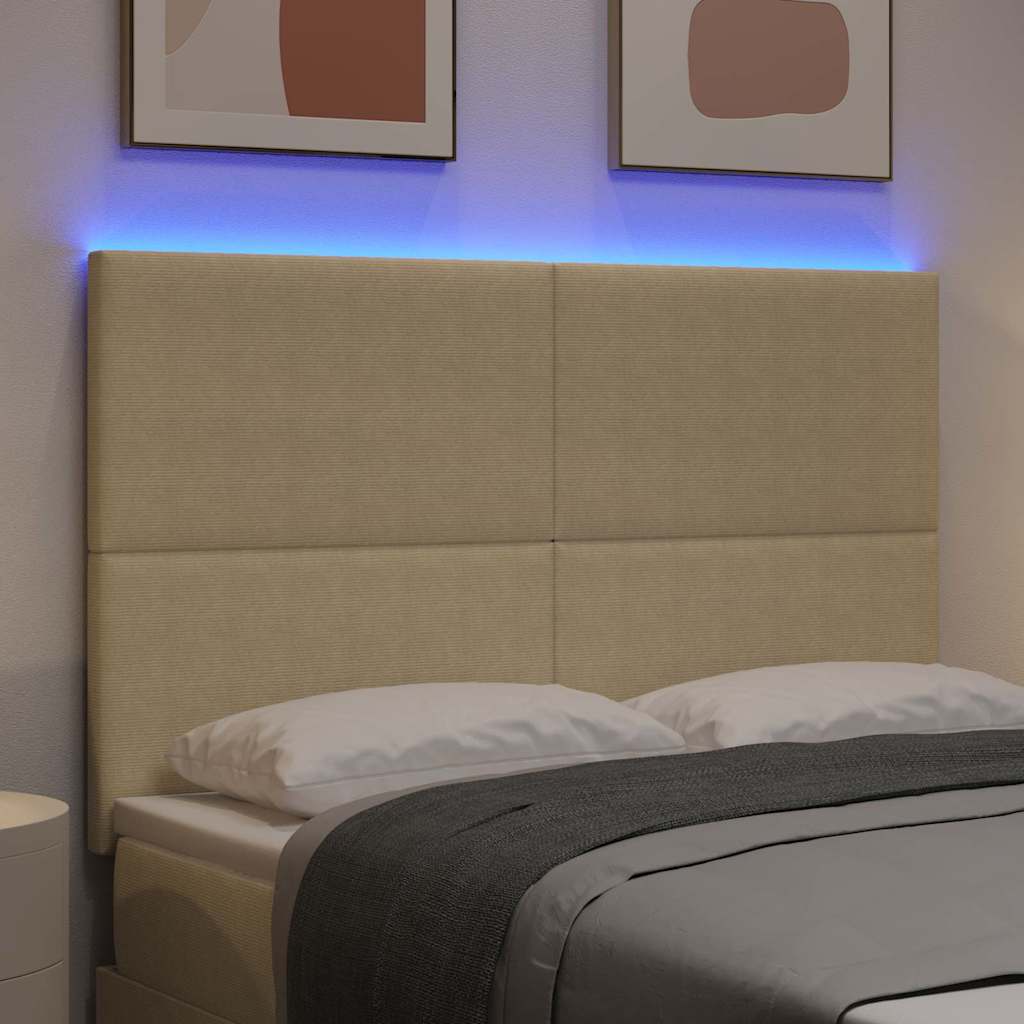 vidaXL LED κεφαλάρι με κεφαλάρι Γκρι Πράσινο 160 cm Πολυεστέρας