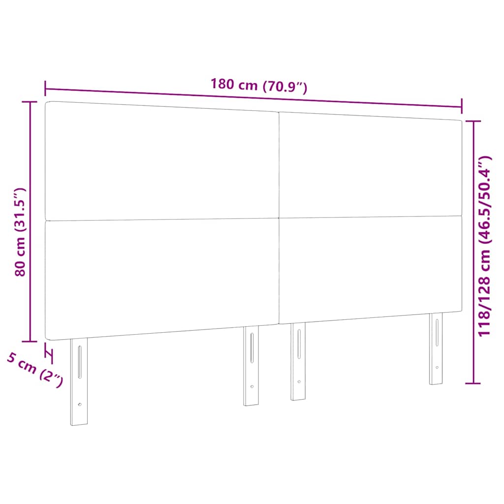 vidaXL LED κεφαλάρι Σκούρο Γκρι 180 cm Υφασμάτινο Κορντουρά