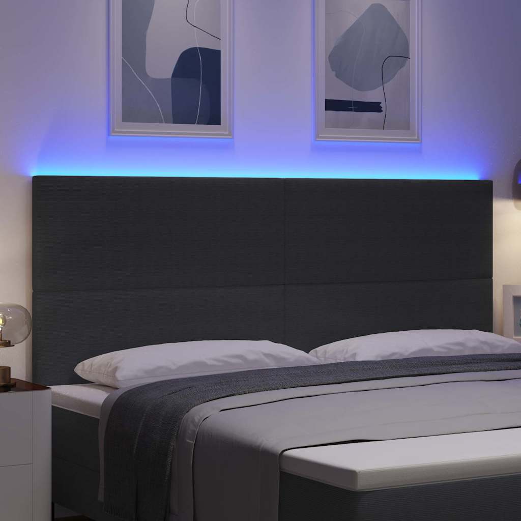 vidaXL LED κεφαλάρι Σκούρο Γκρι 200 cm Υφασμάτινο Κορντουρά