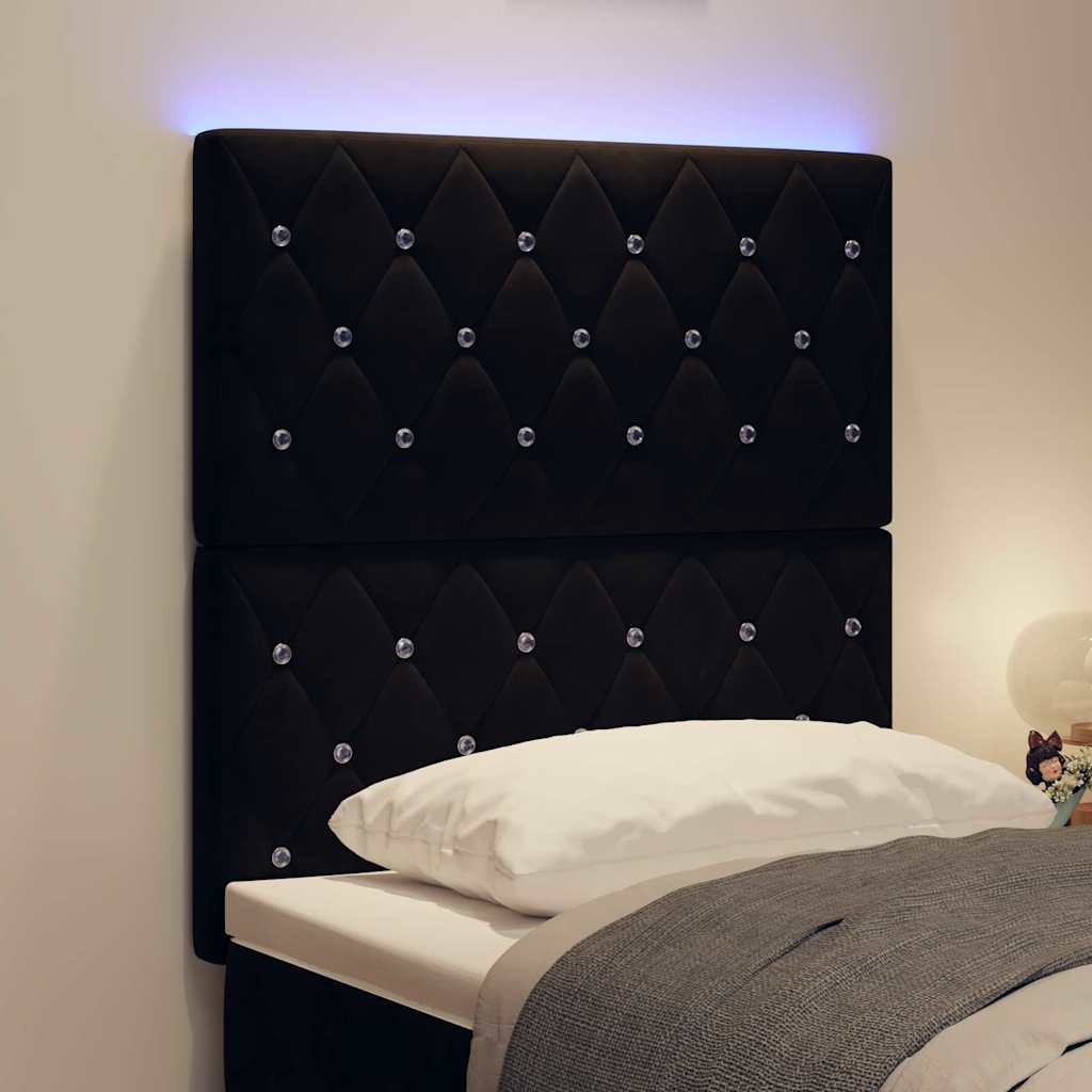 vidaXL LED κεφαλάρι με LED ταινίες φωτός Μαύρο 80 cm Βελούδο