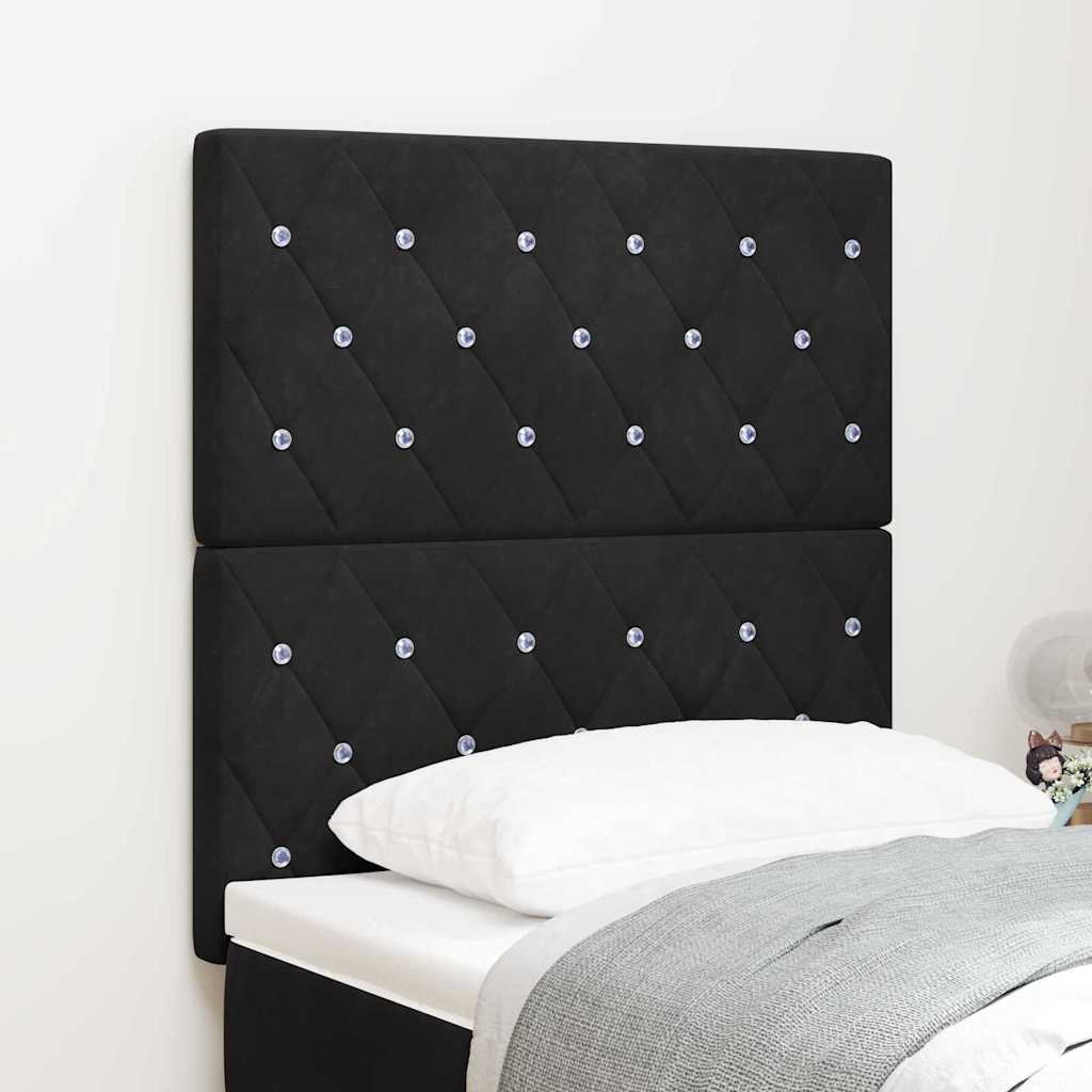 vidaXL LED κεφαλάρι με LED ταινίες φωτός Μαύρο 80 cm Βελούδο