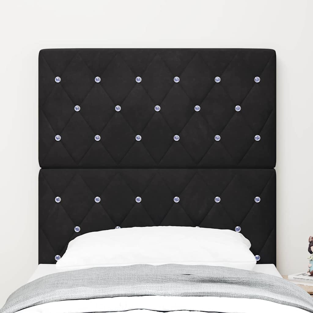 vidaXL LED κεφαλάρι με LED ταινίες φωτός Μαύρο 80 cm Βελούδο
