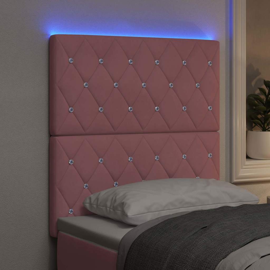 vidaXL LED κεφαλάρι με LED ταινίες φωτός με κεφαλάρι Ροζ 80 cm Βελούδο
