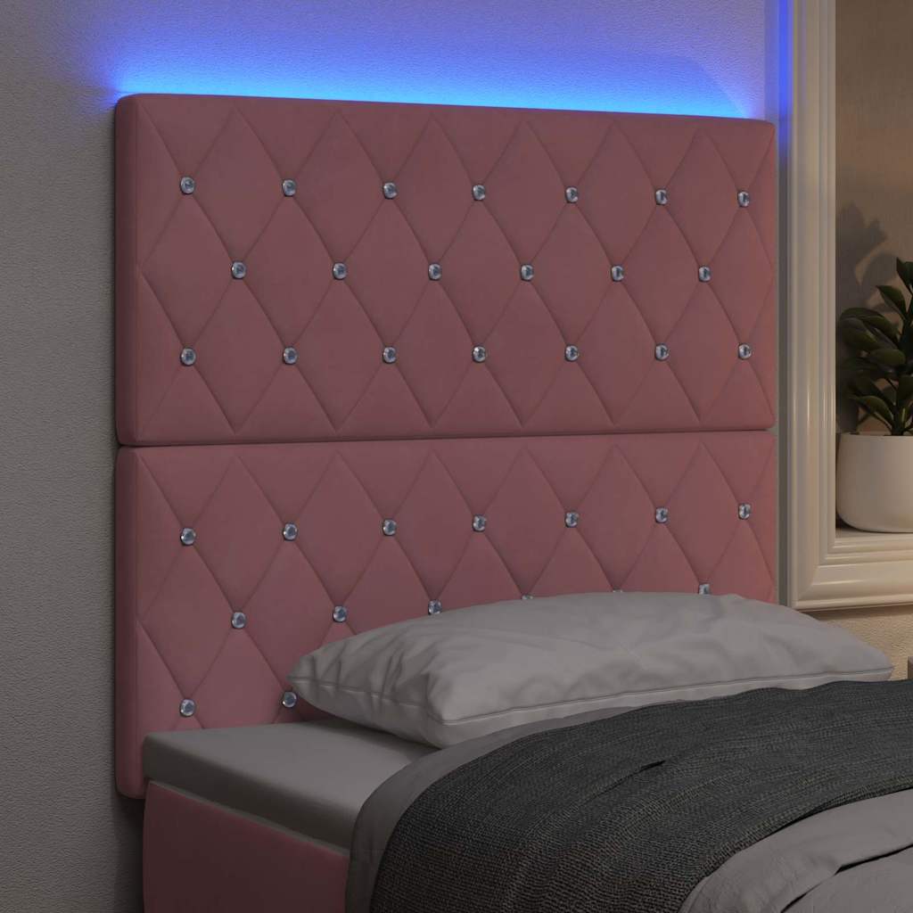 vidaXL LED κεφαλάρι με LED ταινίες φωτός με κεφαλάρι Ροζ 90 cm Βελούδο