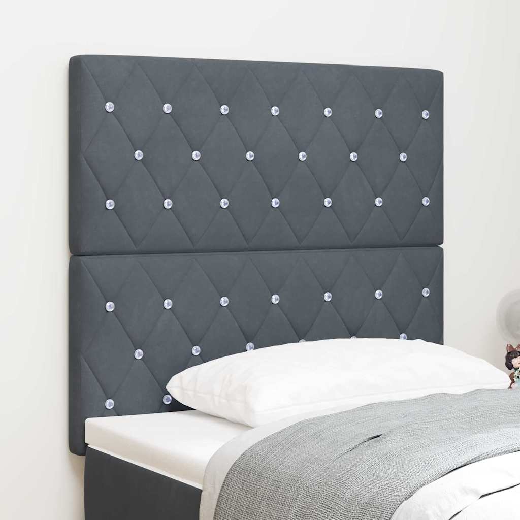 vidaXL LED κεφαλάρι με LED ταινίες φωτός Σκούρο Γκρι 100 cm Βελούδο