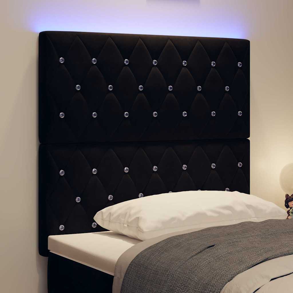vidaXL LED κεφαλάρι με LED ταινίες φωτός Μαύρο 100 cm Βελούδο