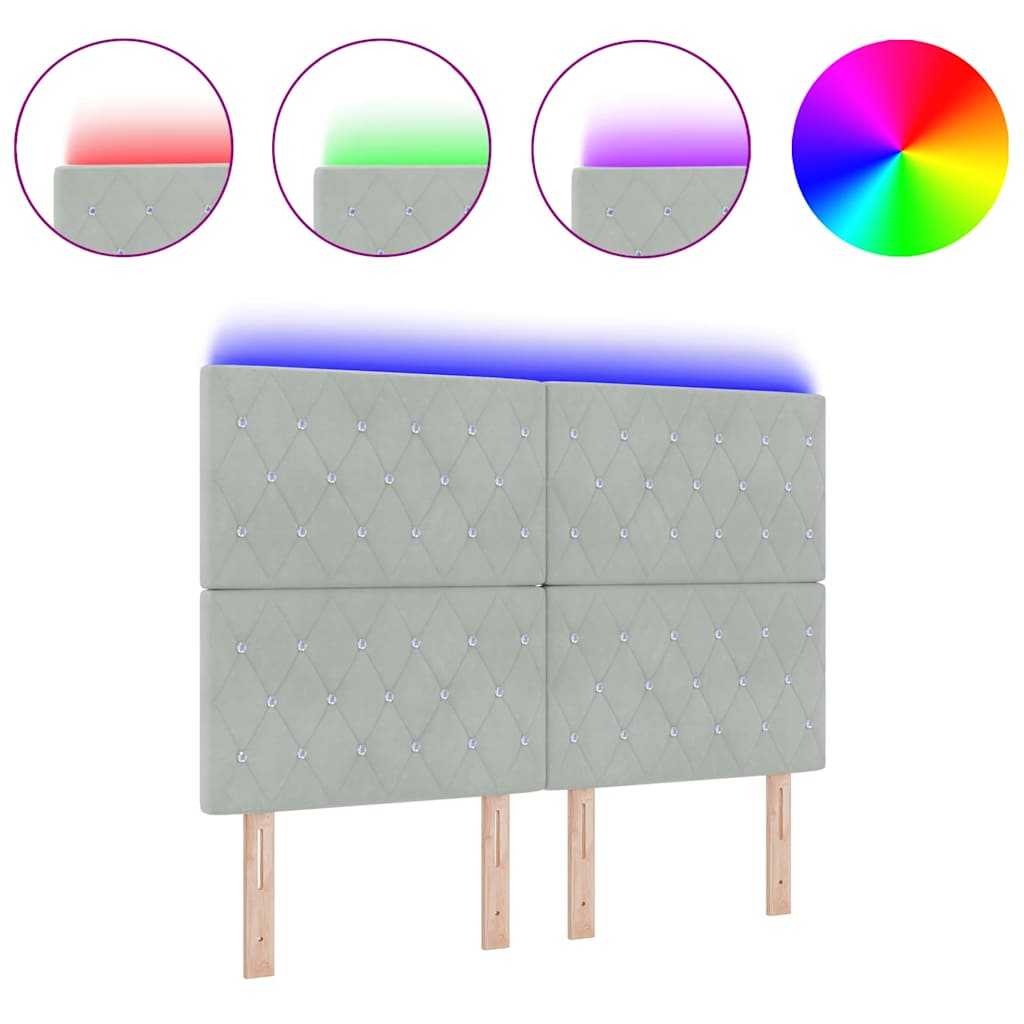 vidaXL Κεφαλάρι LED Φωτεινό Γκρι Σατέν 80 εκ.