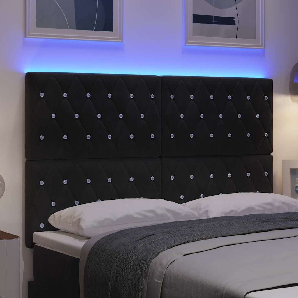vidaXL LED κεφαλάρι με LED ταινίες φωτός Μαύρο 160 cm Βελούδο