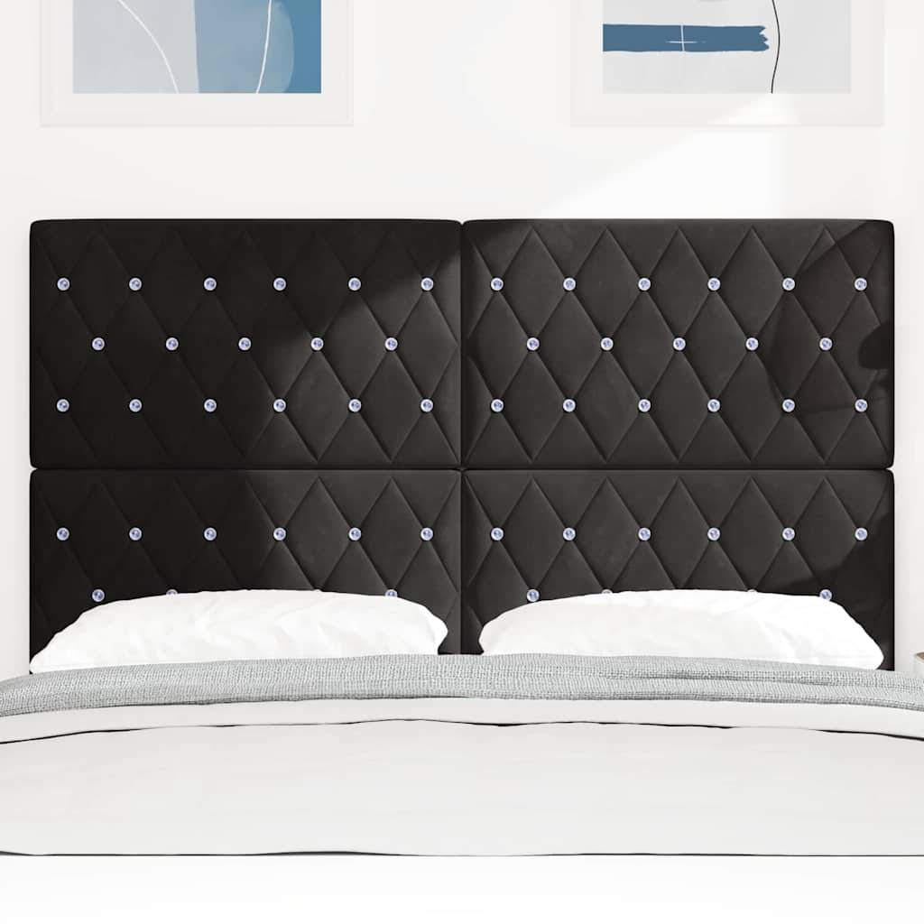 vidaXL LED κεφαλάρι με LED ταινίες φωτός Μαύρο 160 cm Βελούδο