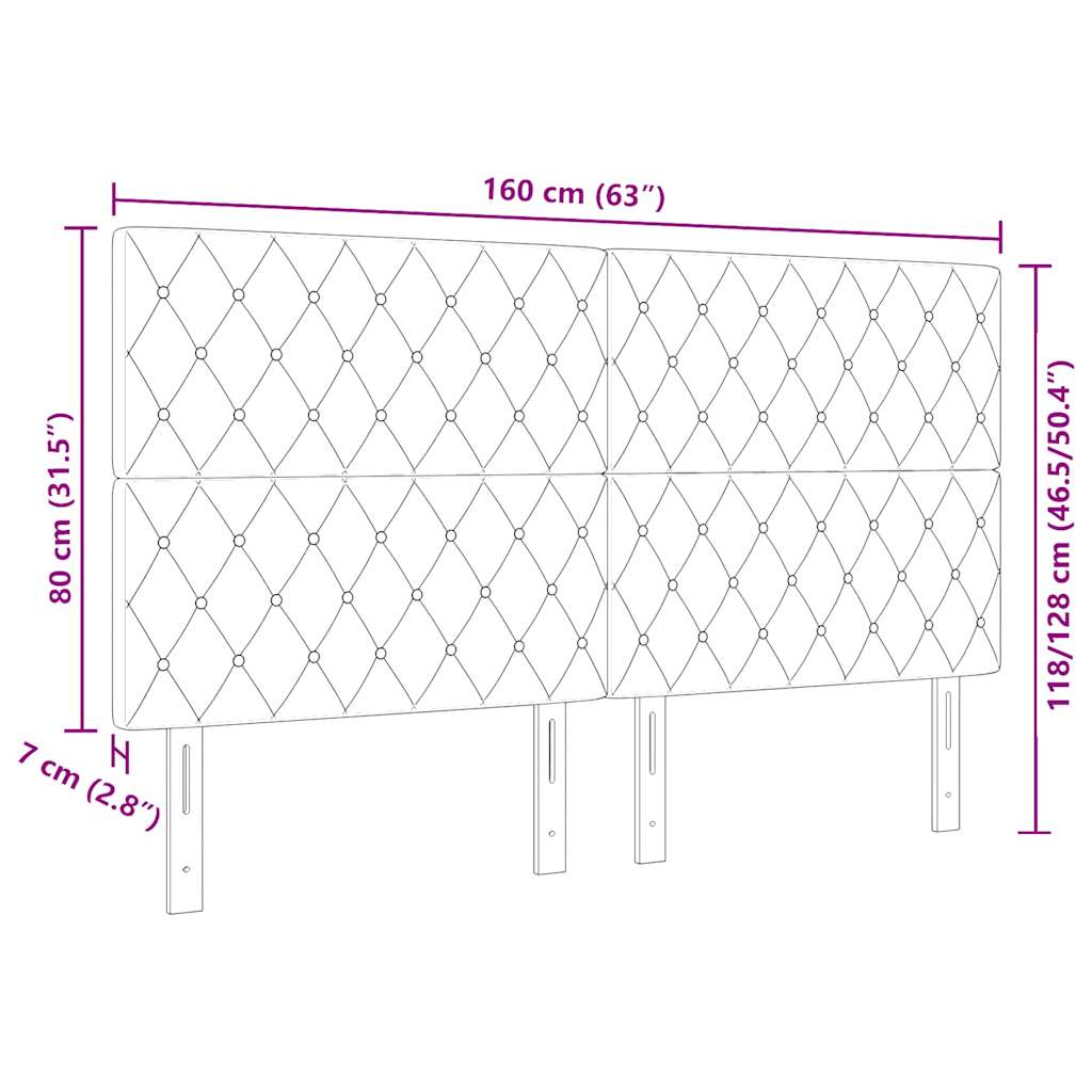 vidaXL LED κεφαλάρι με LED ταινίες φωτός Μαύρο 160 cm Βελούδο