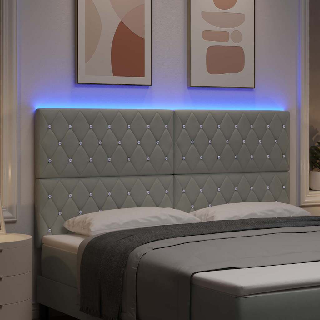 vidaXL LED κεφαλάρι με LED ταινίες φωτός Ανοιχτό γκρι 180 cm Βελούδο